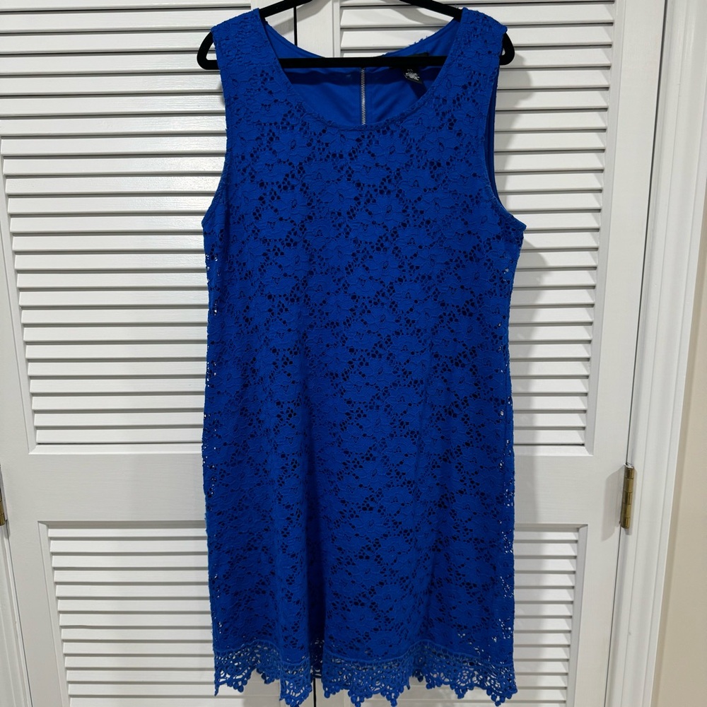 Royal blue eyelet lace sleeveless dress